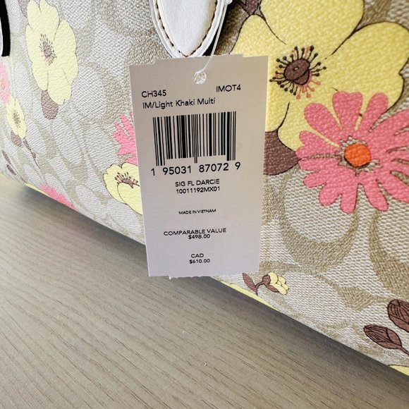 Coach Darcie Carryall In Signature & Phone Wallet Canvas Floral Cluster LT Khaki - Picture 8 of 14